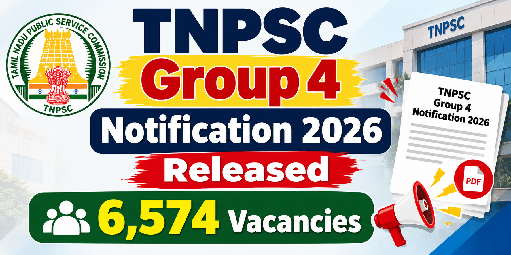 TNPSC Group 4 Notification 2026 Released – 6,574 Vacancies
